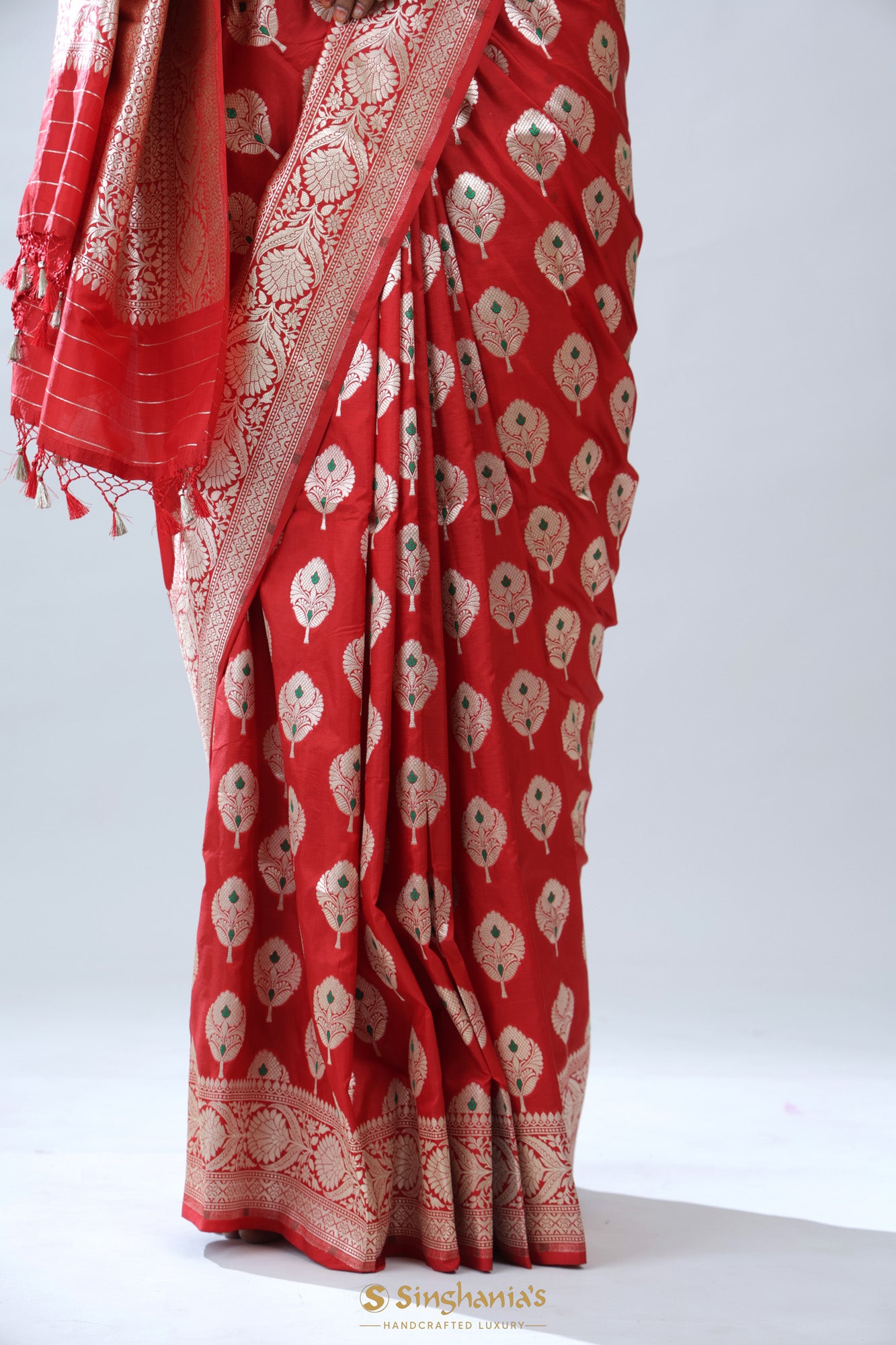 Bright Red Kadhuwa Banarasi Silk Saree