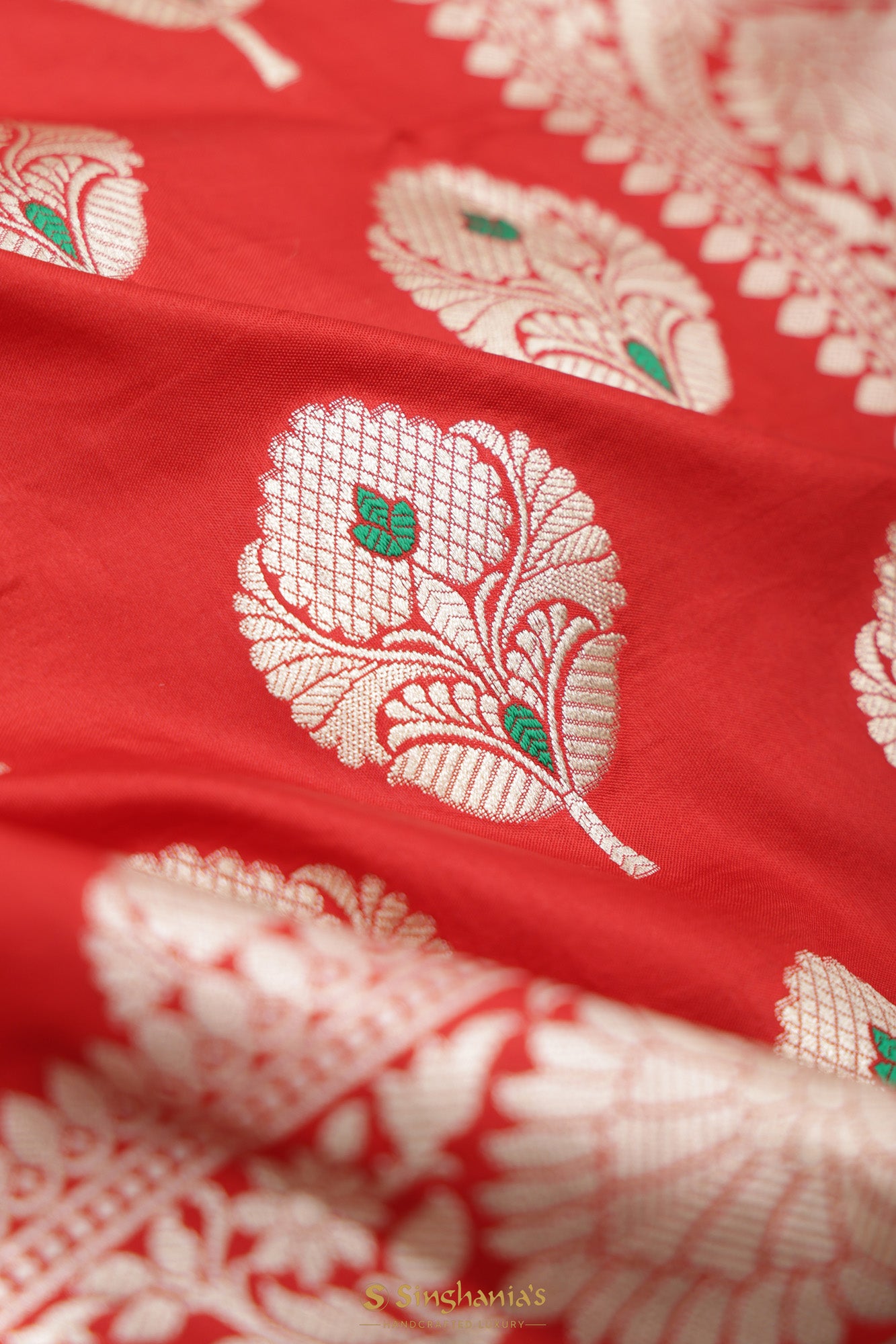 Bright Red Kadhuwa Banarasi Silk Saree