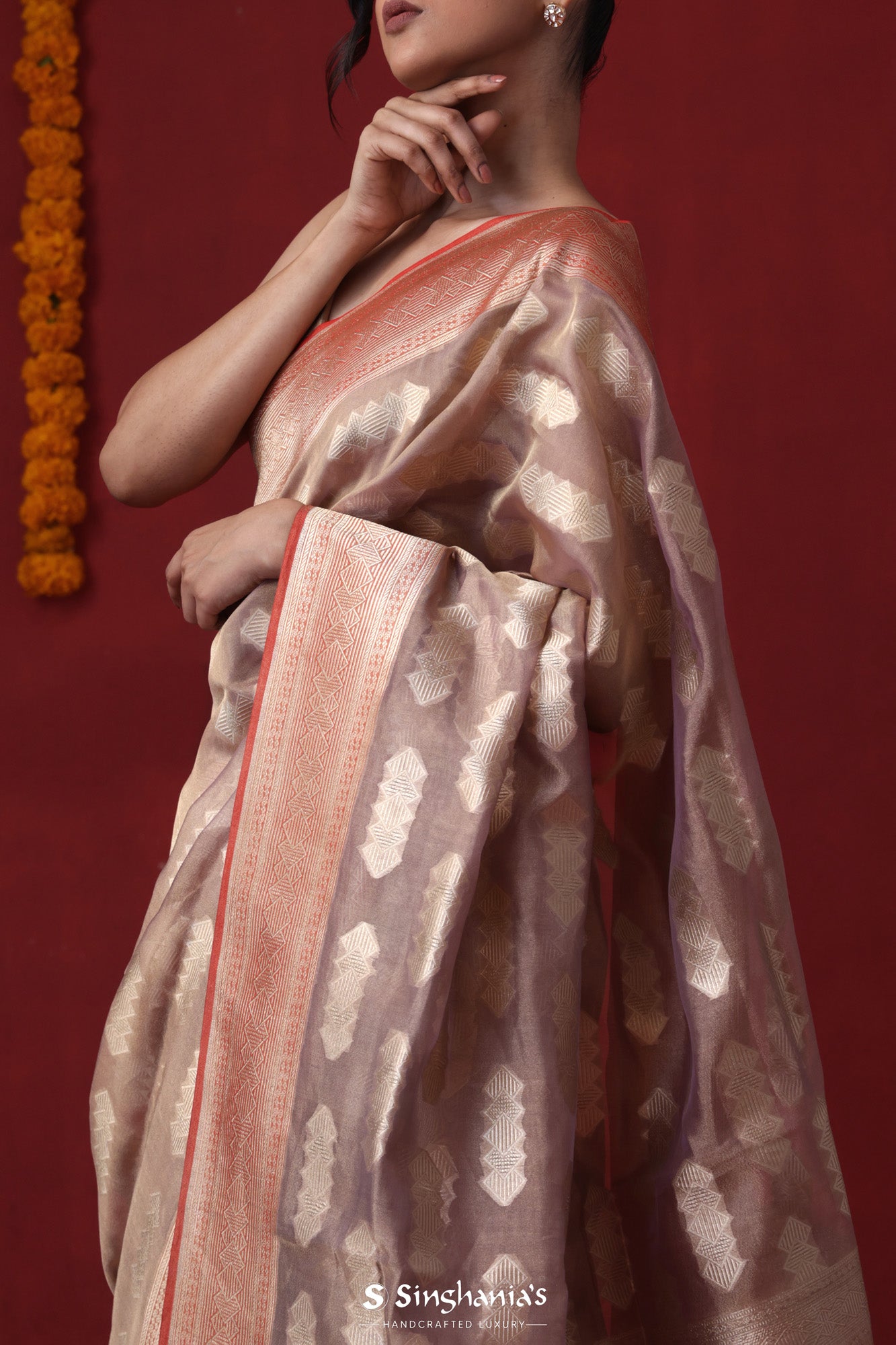 Pale Purple Tissue Organza Banarasi Saree